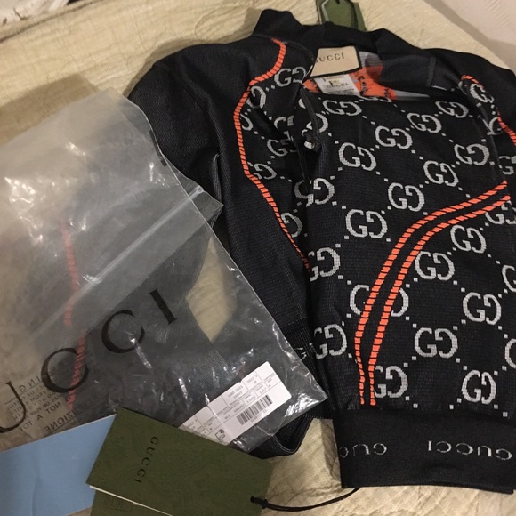 Gucci logos stretch set jacket 482 & leggings $482 each super stretchy new M. - Picture 10 of 14